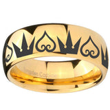 10mm Hearts and Crowns Dome Gold Tungsten Carbide Mens Promise Ring