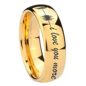 10mm Sound Wave, I love you more Dome Gold Tungsten Carbide Men's Promise Rings