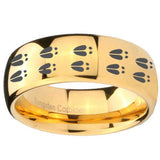 10mm Deer Tracks Dome Gold Tungsten Carbide Mens Wedding Ring