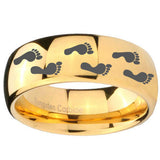 10mm Foot Print Dome Gold Tungsten Carbide Men's Wedding Ring