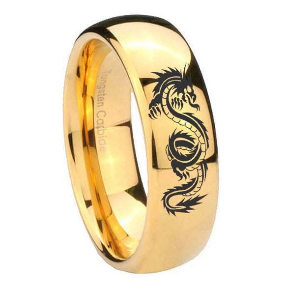 10mm Dragon Dome Gold Tungsten Carbide Men's Wedding Ring