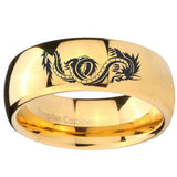 10mm Dragon Dome Gold Tungsten Carbide Men's Wedding Ring