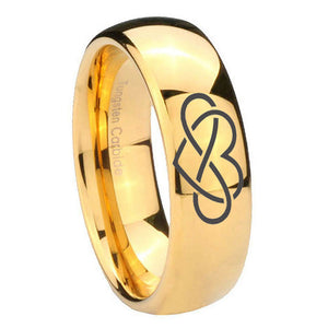 10mm Infinity Love Dome Gold Tungsten Carbide Wedding Band Ring