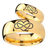 Bride and Groom Infinity Love Dome Gold Tungsten Mens Engagement Band Set