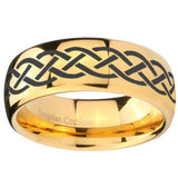 10mm Celtic Knot Dome Gold Tungsten Carbide Wedding Band Mens