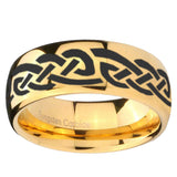 10mm Celtic Knot Infinity Love Dome Gold Tungsten Carbide Wedding Band Mens