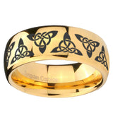 10mm Celtic Knot Dome Gold Tungsten Carbide Wedding Band Mens