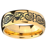 10mm Celtic Knot Dragon Dome Gold Tungsten Carbide Custom Mens Ring
