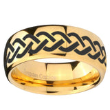 10mm Laser Celtic Knot Dome Gold Tungsten Carbide Wedding Band Mens