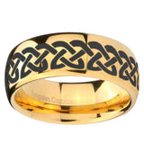 10mm Celtic Knot Love Dome Gold Tungsten Carbide Wedding Band Mens