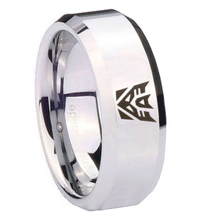 10mm Decepticon Transformers Beveled Silver Tungsten Men's Engagement Ring