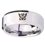 10mm Decepticon Transformers Beveled Silver Tungsten Men's Engagement Ring