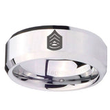 10mm Army Sergeant Major Beveled Edges Silver Tungsten Carbide Rings for Men