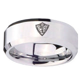 10mm CTR Beveled Edges Silver Tungsten Carbide Mens Engagement Band