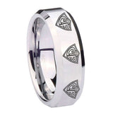 10mm Multiple CTR Beveled Edges Silver Tungsten Carbide Mens Ring Personalized