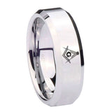 10mm Master Mason Beveled Edges Silver Tungsten Carbide Mens Bands Ring