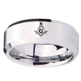 10mm Master Mason Beveled Edges Silver Tungsten Carbide Mens Bands Ring