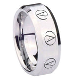 10mm Atheist Design Beveled Silver Tungsten Custom Ring for Men