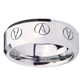 10mm Atheist Design Beveled Silver Tungsten Custom Ring for Men