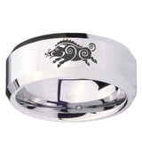 10mm Wild Boar Beveled Edges Silver Tungsten Carbide Mens Ring Engraved