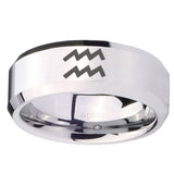 10mm Aquarius Horoscope Beveled Edges Silver Tungsten Carbide Men's Bands Ring