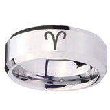 10mm Aries Zodiac Beveled Edges Silver Tungsten Carbide Mens Engagement Band