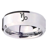 10mm Capricorn Zodiac Beveled Edges Silver Tungsten Mens Engagement Ring