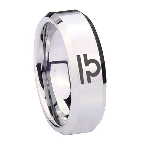 10mm Libra Horoscope Beveled Edges Silver Tungsten Carbide Men's Promise Rings