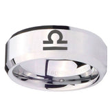 10mm Libra Horoscope Beveled Edges Silver Tungsten Carbide Men's Promise Rings