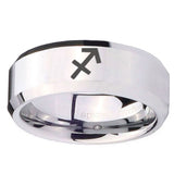 10mm Sagittarius Zodiac Beveled Edges Silver Tungsten Carbide Men's Ring