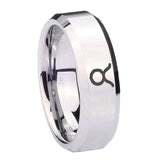 10mm Taurus Horoscope Beveled Edges Silver Tungsten Mens Ring Personalized