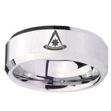 10mm Pester Master Masonic Beveled Edges Silver Tungsten Mens Bands Ring