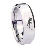 10mm Lizard Beveled Edges Silver Tungsten Carbide Mens Wedding Ring