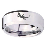 10mm Lizard Beveled Edges Silver Tungsten Carbide Mens Wedding Ring