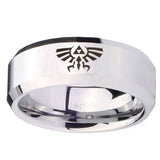 10mm Zelda Skyward Sword Beveled Edges Silver Tungsten Mens Wedding Ring