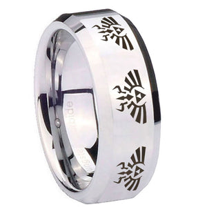 10mm Multiple Zelda Skyward Sword Beveled Silver Tungsten Wedding Engraving Ring