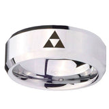 10mm Zelda Triforce Beveled Edges Silver Tungsten Carbide Men's Ring
