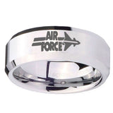 10MM Beveled Air Force Mirror Beveled Edges Silver Tungsten Carbide Ring