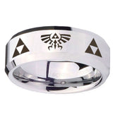 10mm Legend of Zelda Beveled Edges Silver Tungsten Carbide Engraved Ring