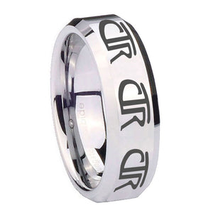10mm Multiple CTR Beveled Edges Silver Tungsten Carbide Men's Band Ring