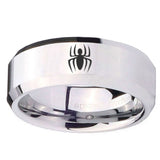 10mm Spiderman Beveled Edges Silver Tungsten Carbide Custom Ring for Men