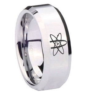 10mm American Atheist Beveled Edges Silver Tungsten Carbide Men's Wedding Band