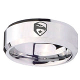 10mm GI Joe Eagle Beveled Edges Silver Tungsten Carbide Personalized Ring