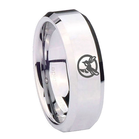 10mm Honey Bee Beveled Edges Silver Tungsten Carbide Men's Band Ring