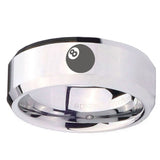 10mm 8 Ball Beveled Edges Silver Tungsten Carbide Men's Engagement Ring
