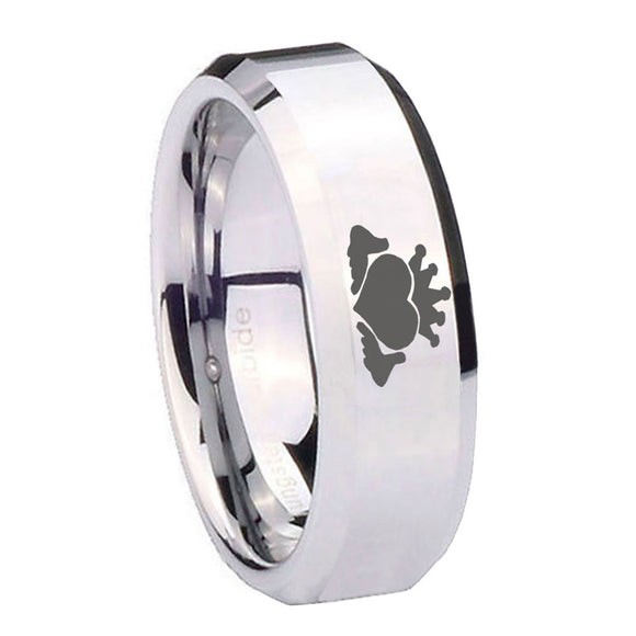 10mm Claddagh Design Beveled Edges Silver Tungsten Carbide Mens Promise Ring