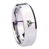 10mm Klingon Beveled Edges Silver Tungsten Carbide Wedding Band Ring