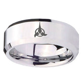 10mm Klingon Beveled Edges Silver Tungsten Carbide Wedding Band Ring