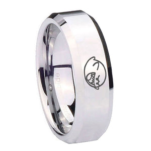 10mm Mario Boo Ghost Beveled Edges Silver Tungsten Carbide Men's Ring