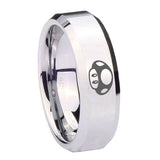 10mm Mario Mushroom Beveled Edges Silver Tungsten Wedding Engraving Ring